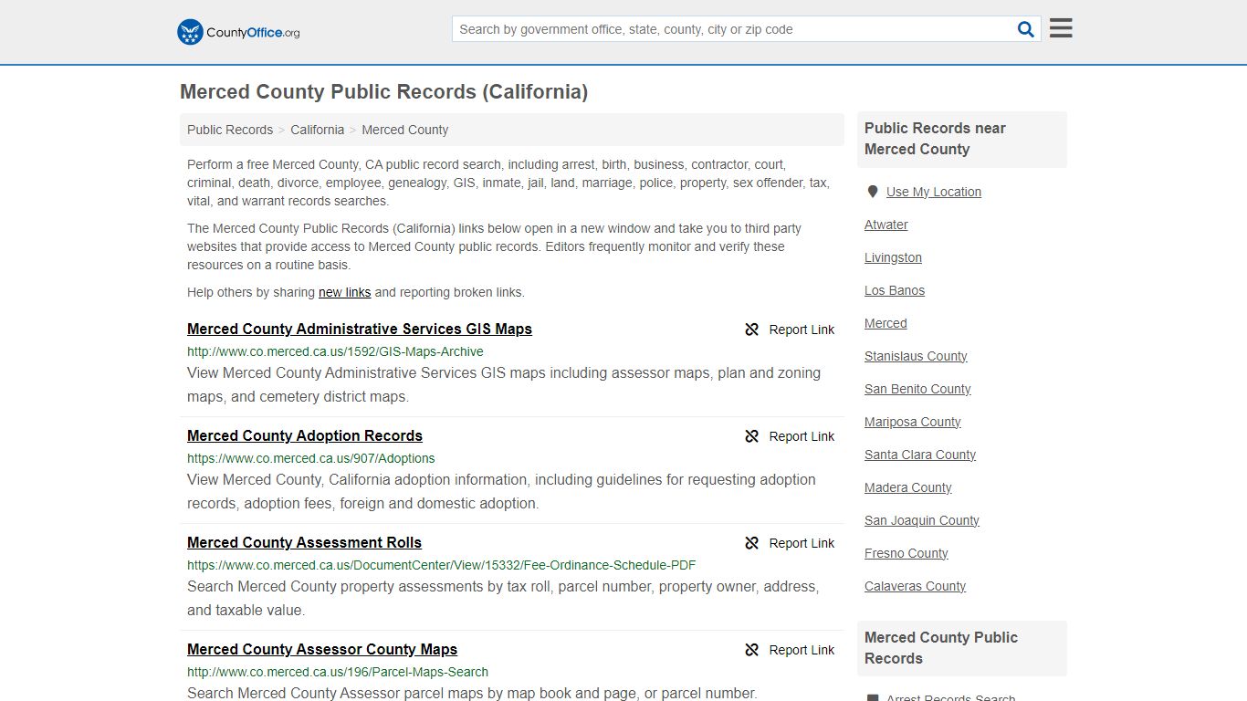 Public Records - Merced County, CA (Business, Criminal, GIS, Property ...